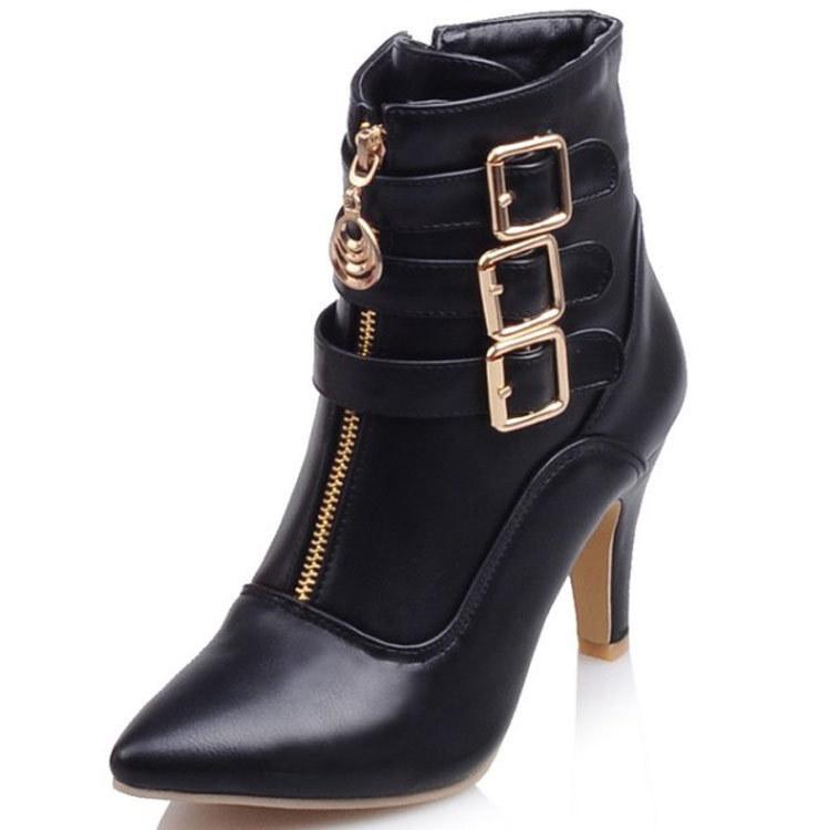 

Belt Buckle Boots Large Size Short Boots Size Pointed Roman Boots Autumn and Winter 34