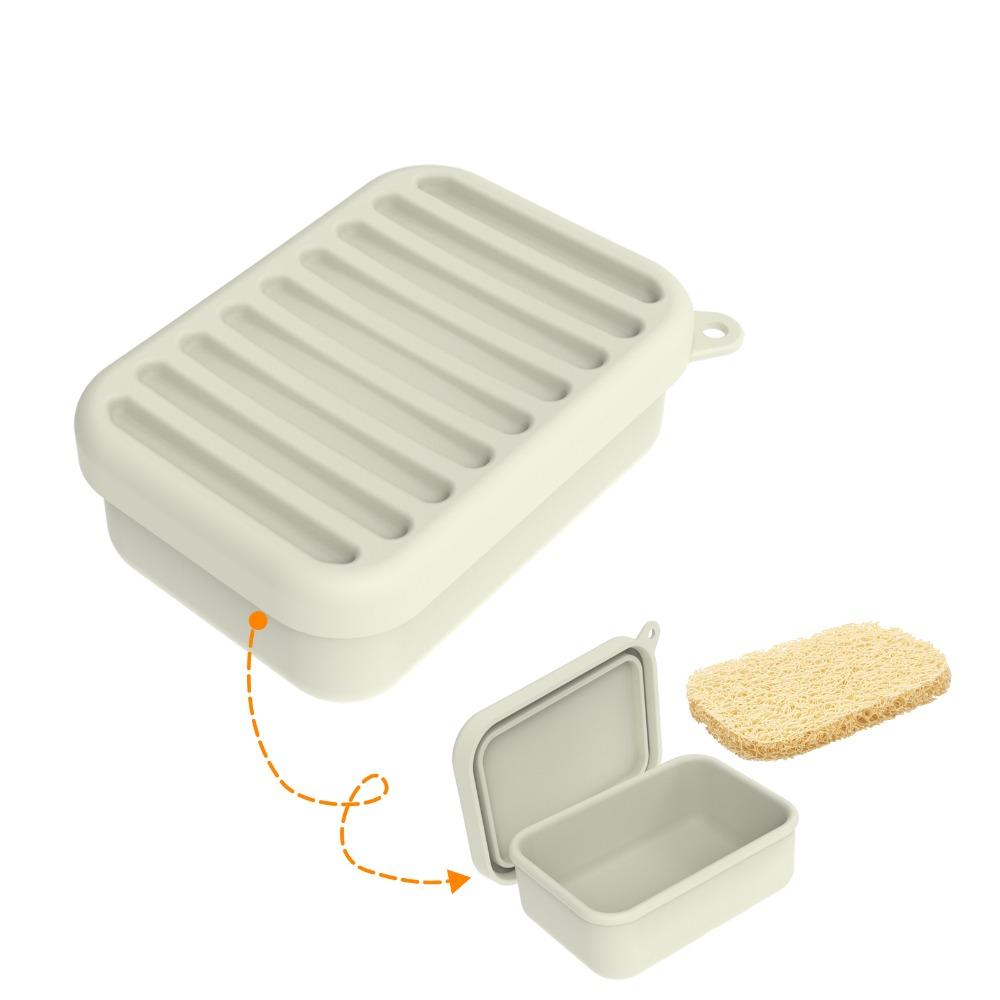 Travel Essential Portable Soap Box with Lid Square Leakproof Travel Soap Dish Silicone Soap Storage Box