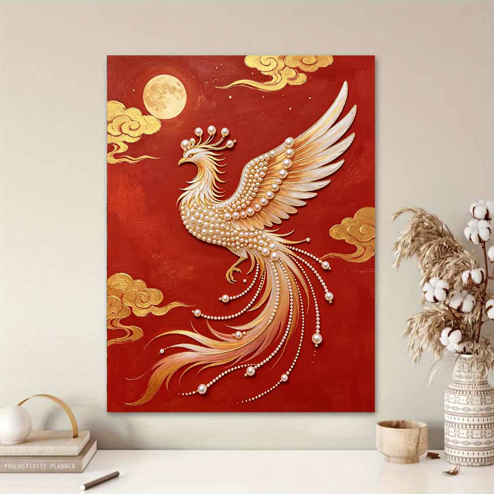 DIY Pearl Diamond Art Painting Kits for Adult and Beginners, Majestic Phoenix Sparkling Painting Craft Home Wall Decor Handmade Gift