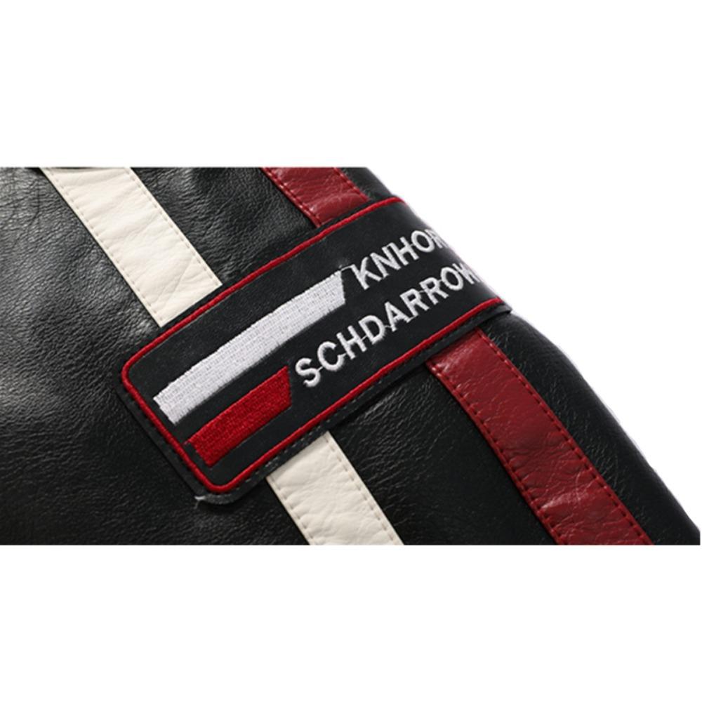 Autumn Winter Fleece Men's Motorcycle Leather Jacket Embroidery Racing Coat Windbreaker Outwear Faux Leather Biker Jacket