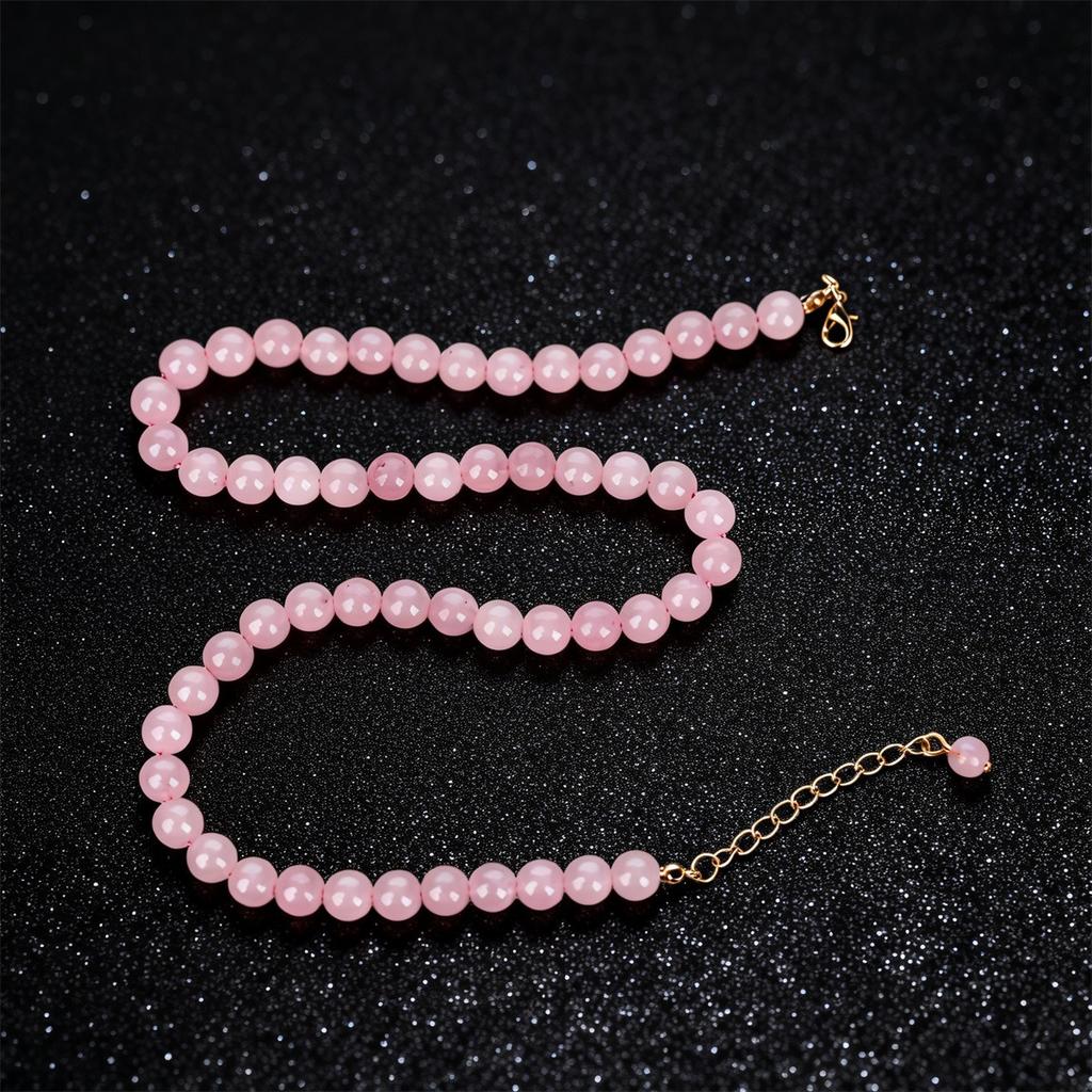 European and American Seaside New Necklace Glass Beaded Collarbone Chain Powder Crystal Necklace