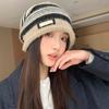 Color Fashionable Blocked Striped Design Women Casual Knitted Hat Winter For