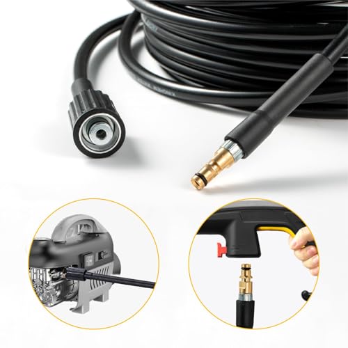 YUET 15m (50ft) High-Pressure Washer Replacement Hose for Kärcher K Series Household Washers, K2, K3, K4, K5, and K7, Click Bayonet to M22-14mm Thread