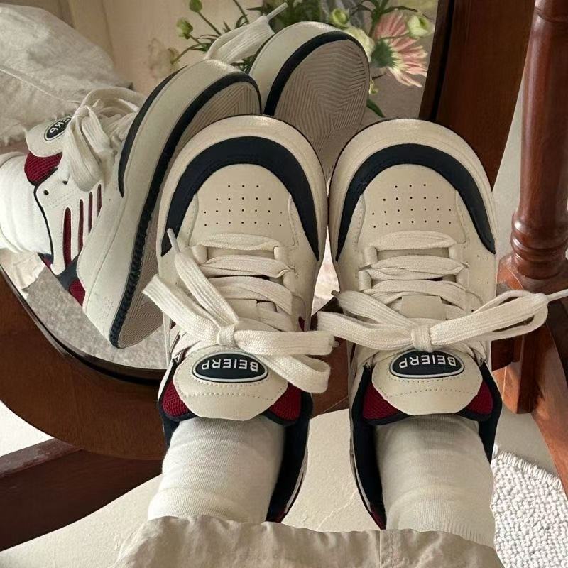 Autumn fresh pink and green niche design casual shoes new sports shoes Korean platform shoes