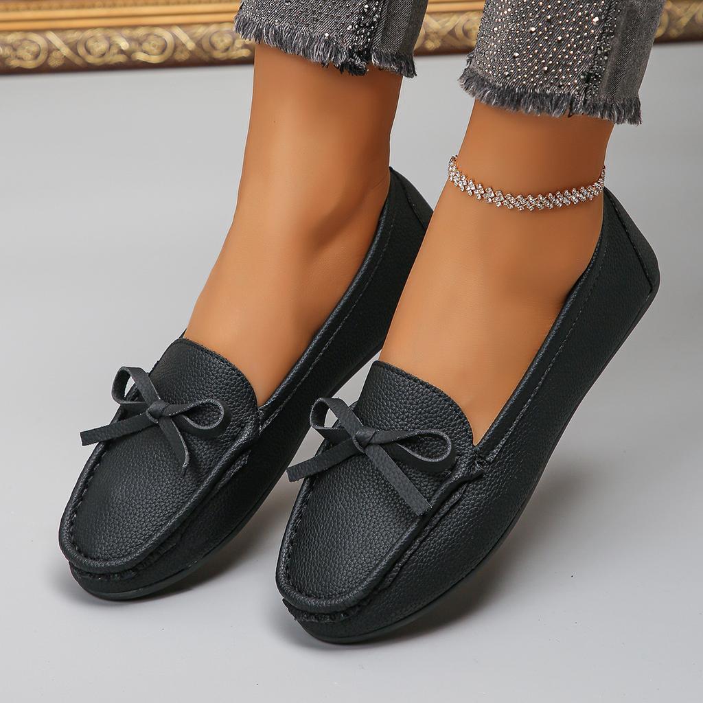 Women's Causal Flat Shoes New Summer Round Toe Slip on Walking Shoes for Women Outdoor Plus Size Butterfly Knot Women's Loafers