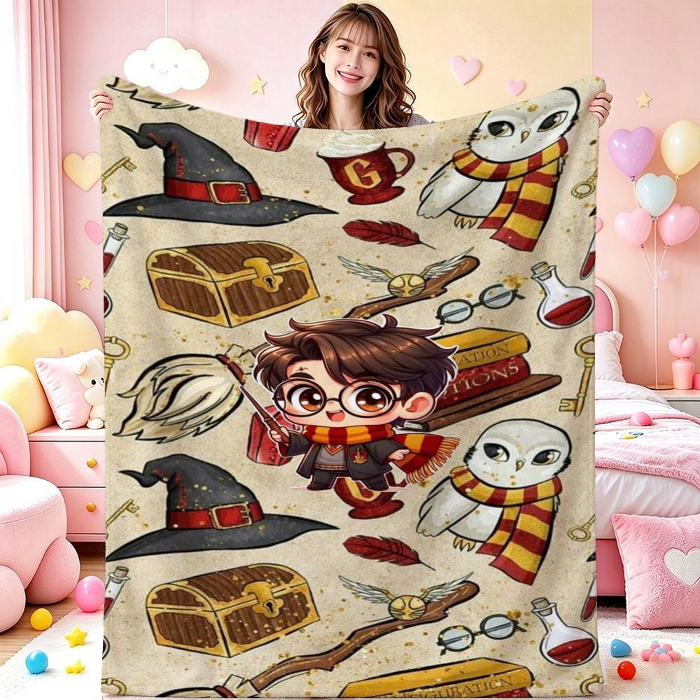 Harry Potter'S Magical World Theme Printed Blanket Breathable Fleece Blanket For Bedroom Sofa Nap Home Party Decor Memorial Gift