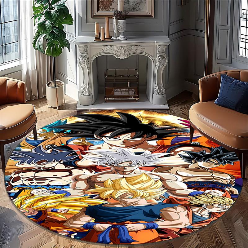 1pc Dragon Ball2 Print Round Carpet Chair Round Carpet Suitable for Bedroom Living Room Home Decorative Carpet