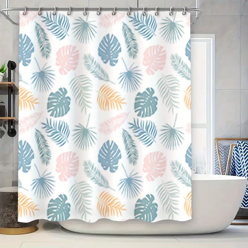 

Colorful Palm Leaf Print Shower Curtain Bath Decor For Home W60H190(CM)-1 Pcs