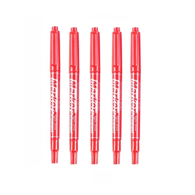 5pcs Marker Pens Double Tip Art Black Permanent Paint Marker Pen for Plastic Wood Stone Metal Glass Doodling Marking Graffiti