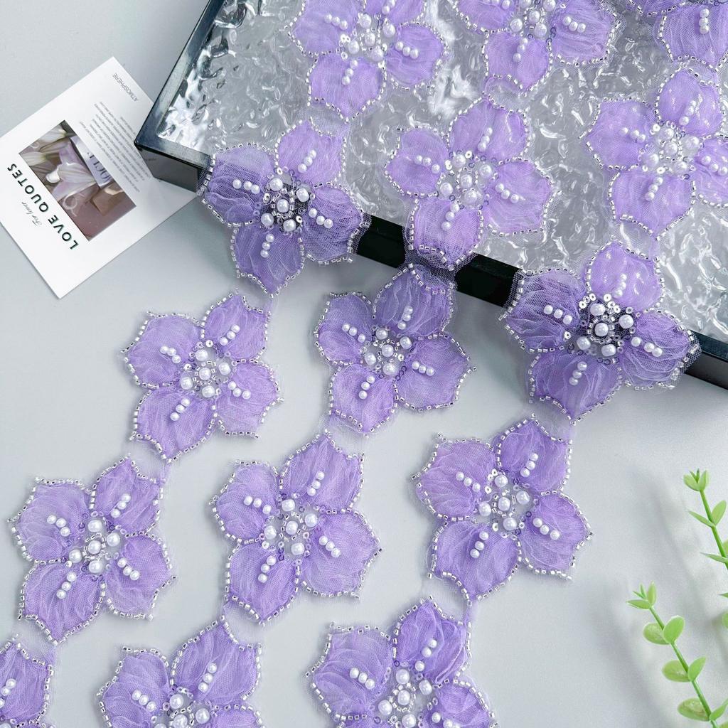 8Cm Multi-Color Bead Three-Dimensional Flower Lace Clothing Hair Accessories Dress Lolita Decorative Lace Accessories