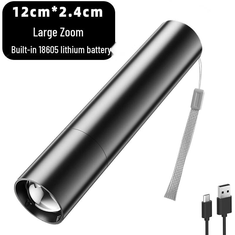 OEING 18650 Rechargeable Zoom Flashlight with Power Bank