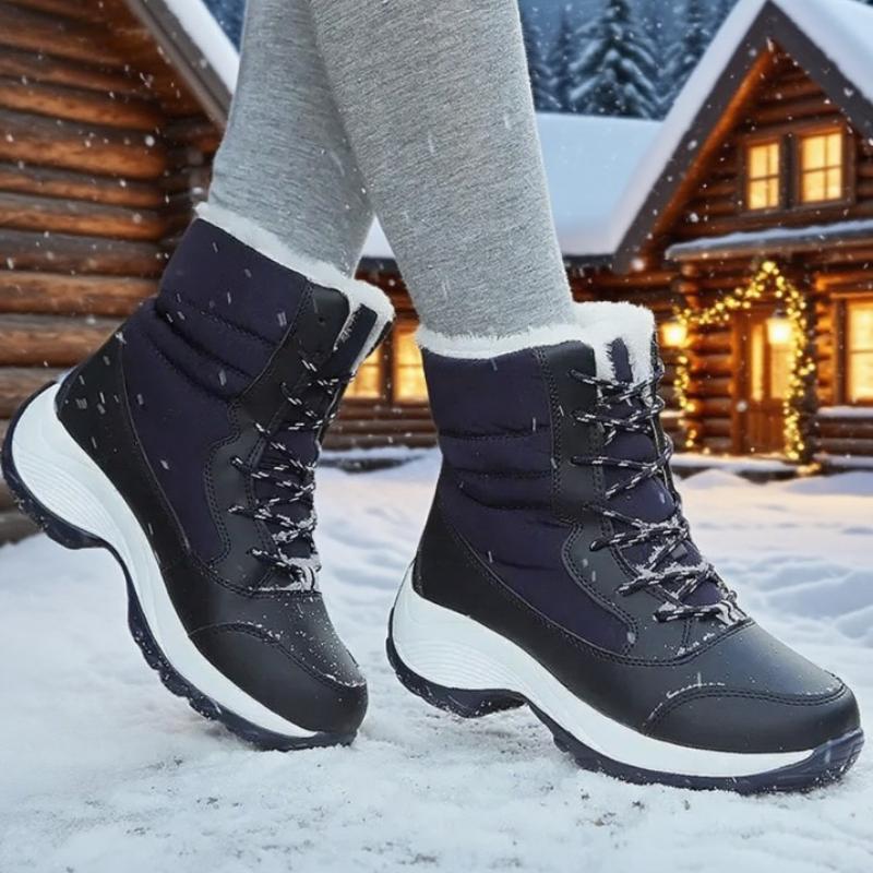 Women Winter Snow Boots Faux Fur Lined Warm Footwear Anti Slip Rubber Sole Beige Short Tube Stylish Warm Boots Plataforma Mujer