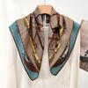 Wool mulberry silk large square scarf women's chain printed silk scarf spring and summer old money wind high-end neck protection scarf