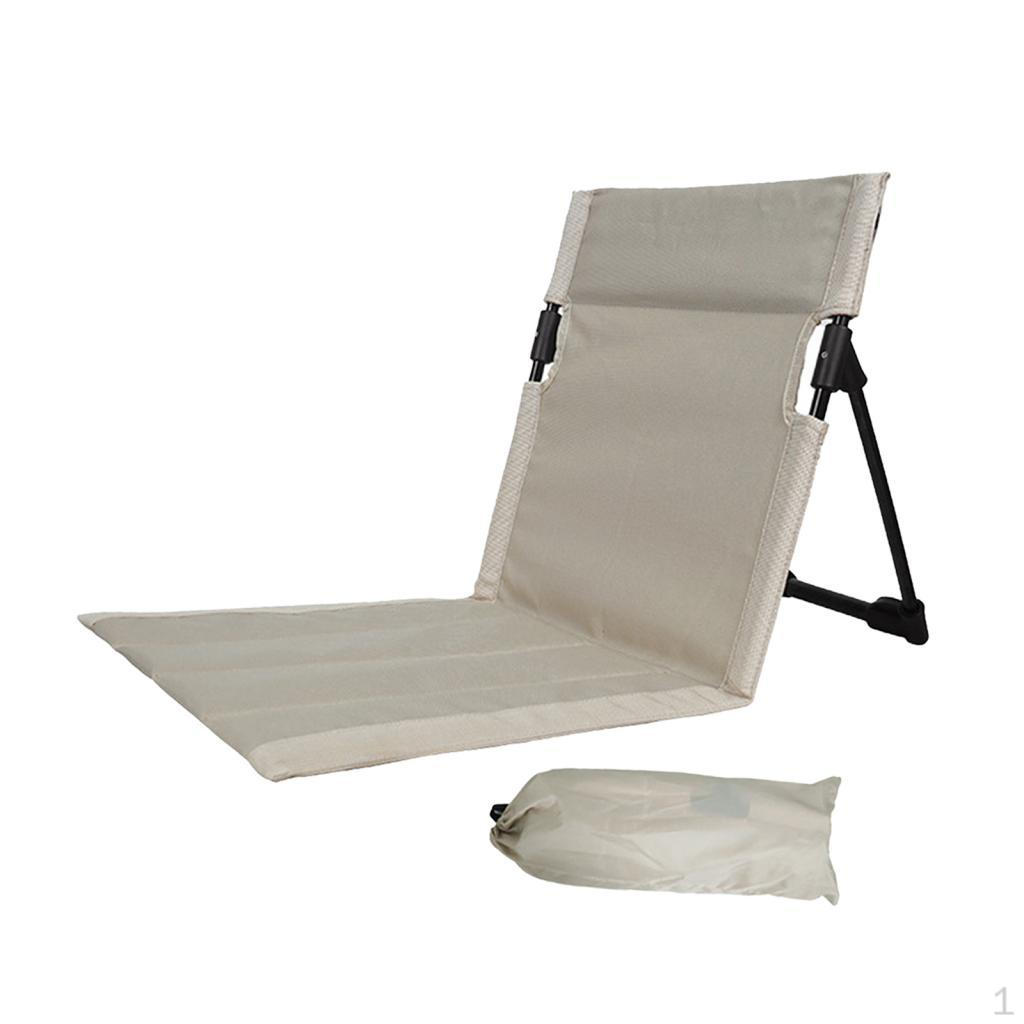 Beach Chair with Back Support Floor Storage Bag Foldable Stadium Seat
