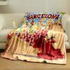 Mosaic tiles with vibrant colors and patterns forming Barcelona text. for all seasons blanket lunch break throw gift