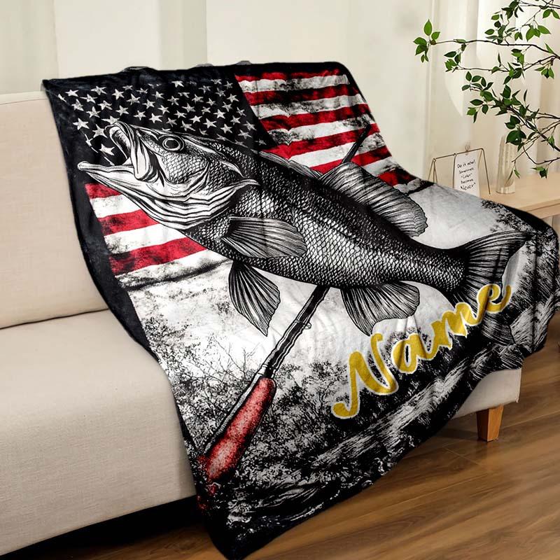 Fishing Customize Your Name Blanket Used For Chair Office Sofa Bed Camping Soft And Warm Giving Friends And Relatives Birthday Graduation Gift