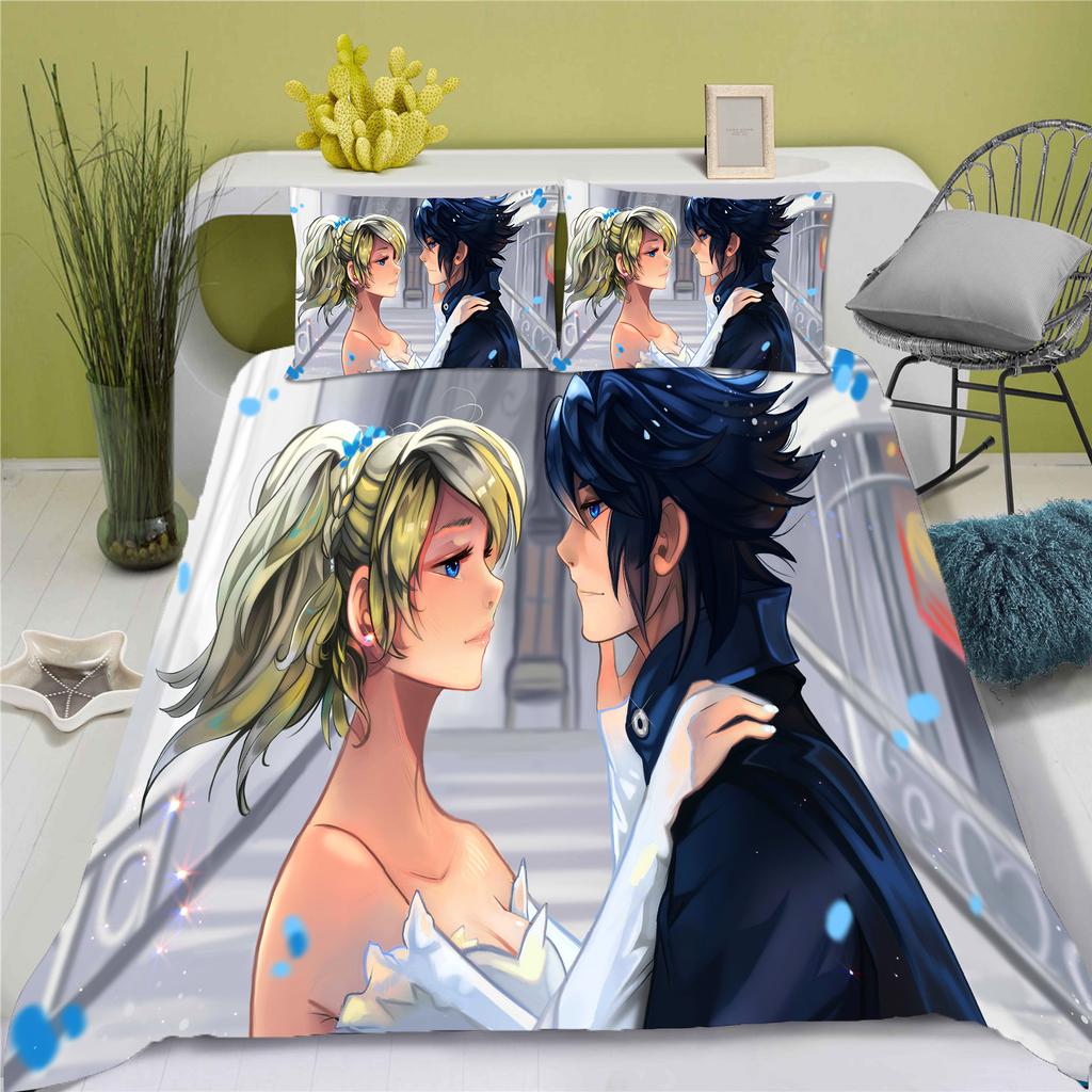 Duvet Cover Set Children Gift Game Cartoon Quilt Polyester 3-Piece Soft Breathable Breathable Comforter Bedding