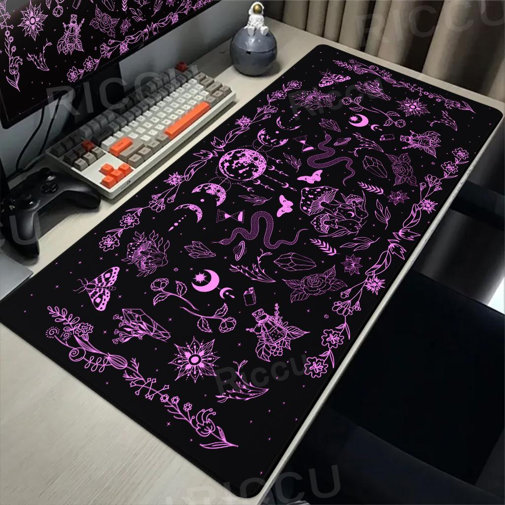 Cute Black Goth Desk Mat XXL Large Extended Desk Pad Witch Divination Mouse Pad Office Computer Keyboard Mousepad Gamer Carpet
