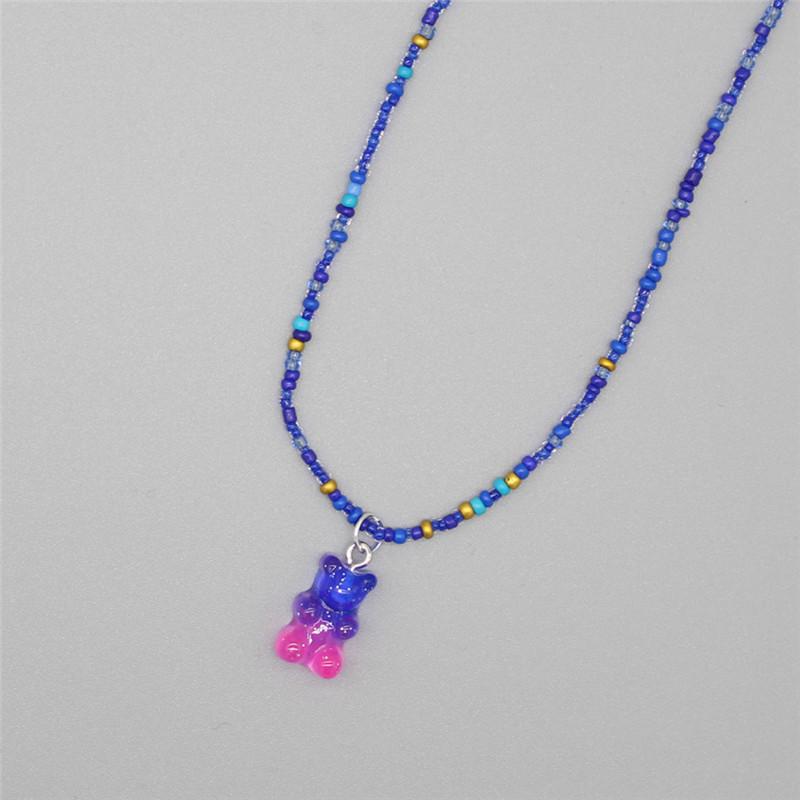 Nuova Boemia Coreana Amante Colorato Orsetto di Gomma Ciondolo Girocollo Resina Multicolore Perline di Riso Collana per Donne Ragazze Regali
