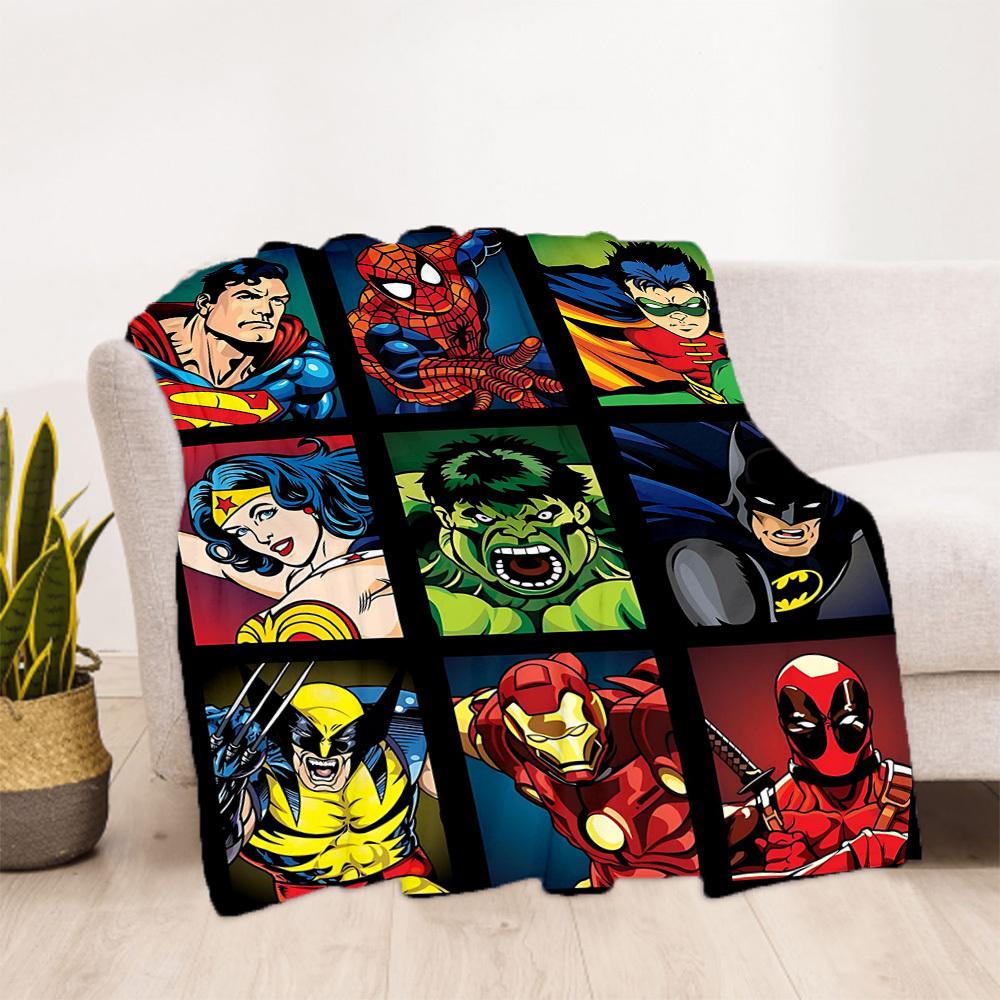 1pc Superheroes Comics Outdoor Blanket Lightweight Flannel, All-Season Use for Sofa, Bed, Travel, Camping, Living Room, Office, Couch044