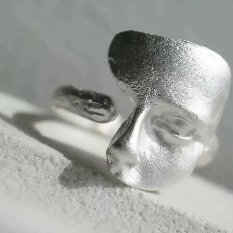 Creative Mystical Masked Face Open Rings For Women Men Goth Style Personality Adjustable Rings Jewelry Gift