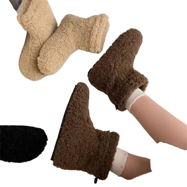 Lammull vinter ny søt nisje Shibuya babes hårete støvler termiske støvler personlige snøstøvler kvinner