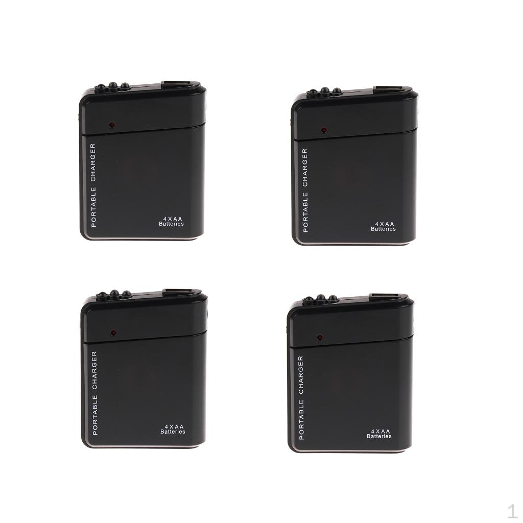 

4 шт. Универсальный портативный USB-бокс для мобильного телефона на 4 батарейки AA