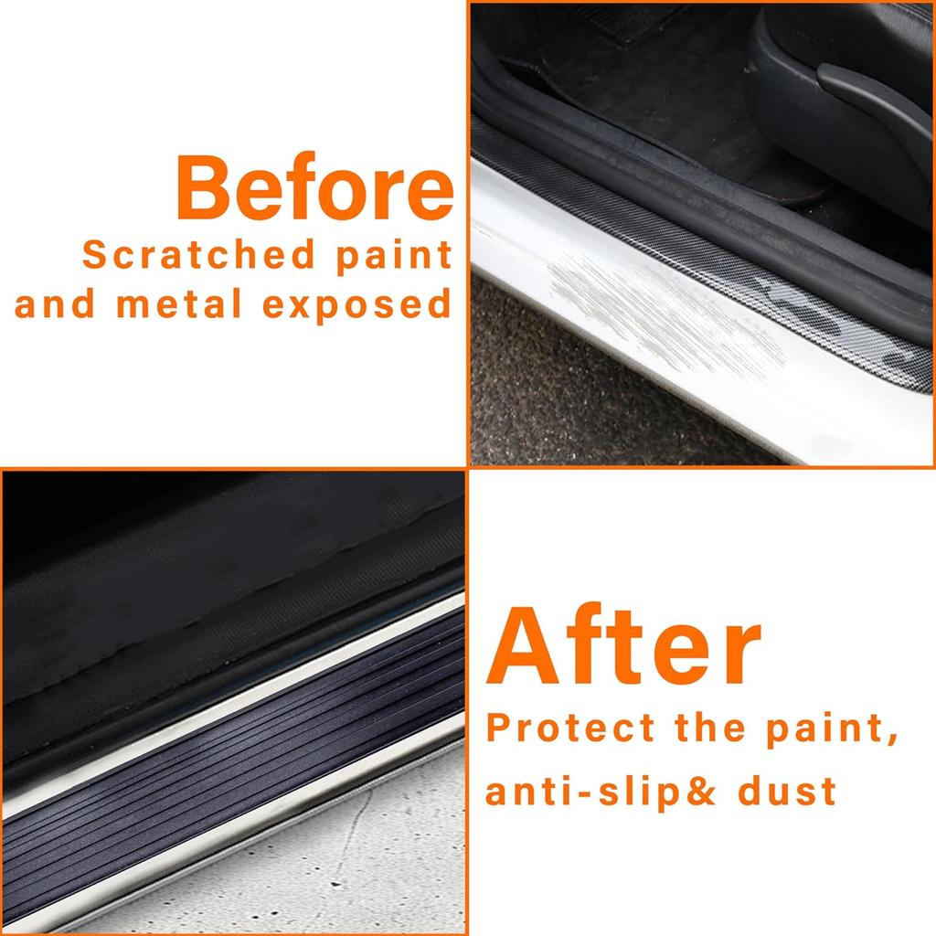 4PCS Car Door Sill Protector, Universal Threshold Protection for Car, Automotive Rubber Scratch Resistant Entry Sill Guards, Doors Edge Step Dust