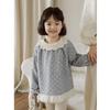 Girls' Sweet Floral Lace Collar Long Sleeve Blouse