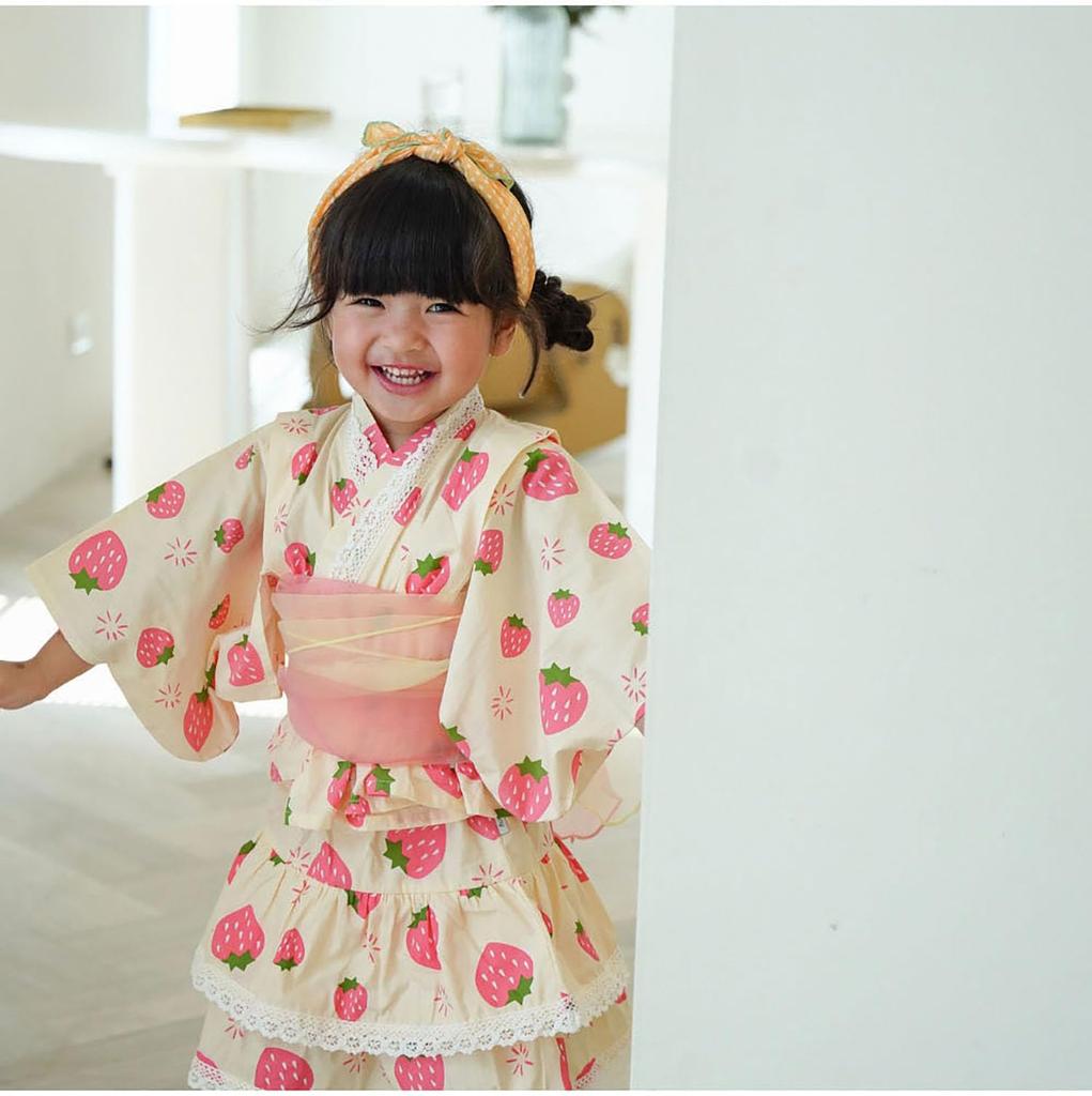 SEIWARAKU Yukata Set with Lace and Two Obi Perfect for Summer Fireworks Obon and Commemorative This cute floral print dress and obi sash are perfect