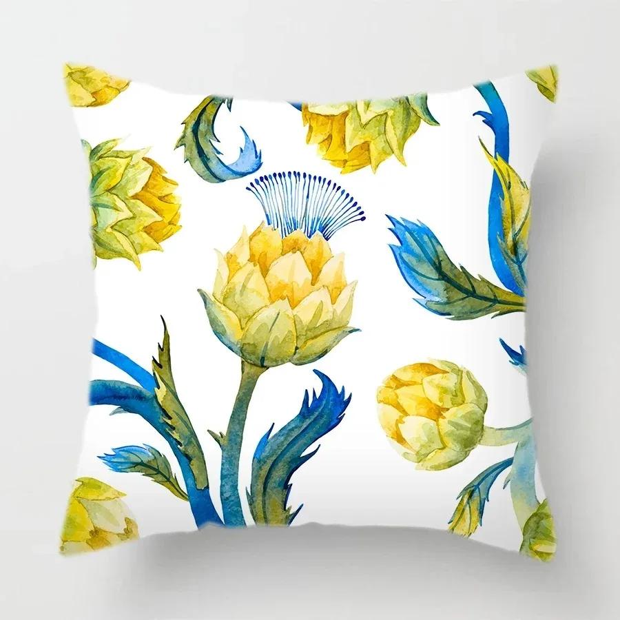 Home Decor Colorful Butterfly  Floral Print Pillow Covers Pattern Cushion Cover Suitable for Sofa Bedroom Car Pillow Cover