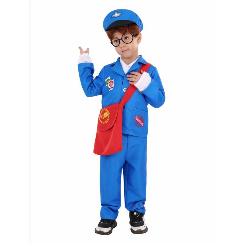 Postal Worker Cosplay Costume For Kids With Soft Polyester Fabric For Halloween And Themed Parties