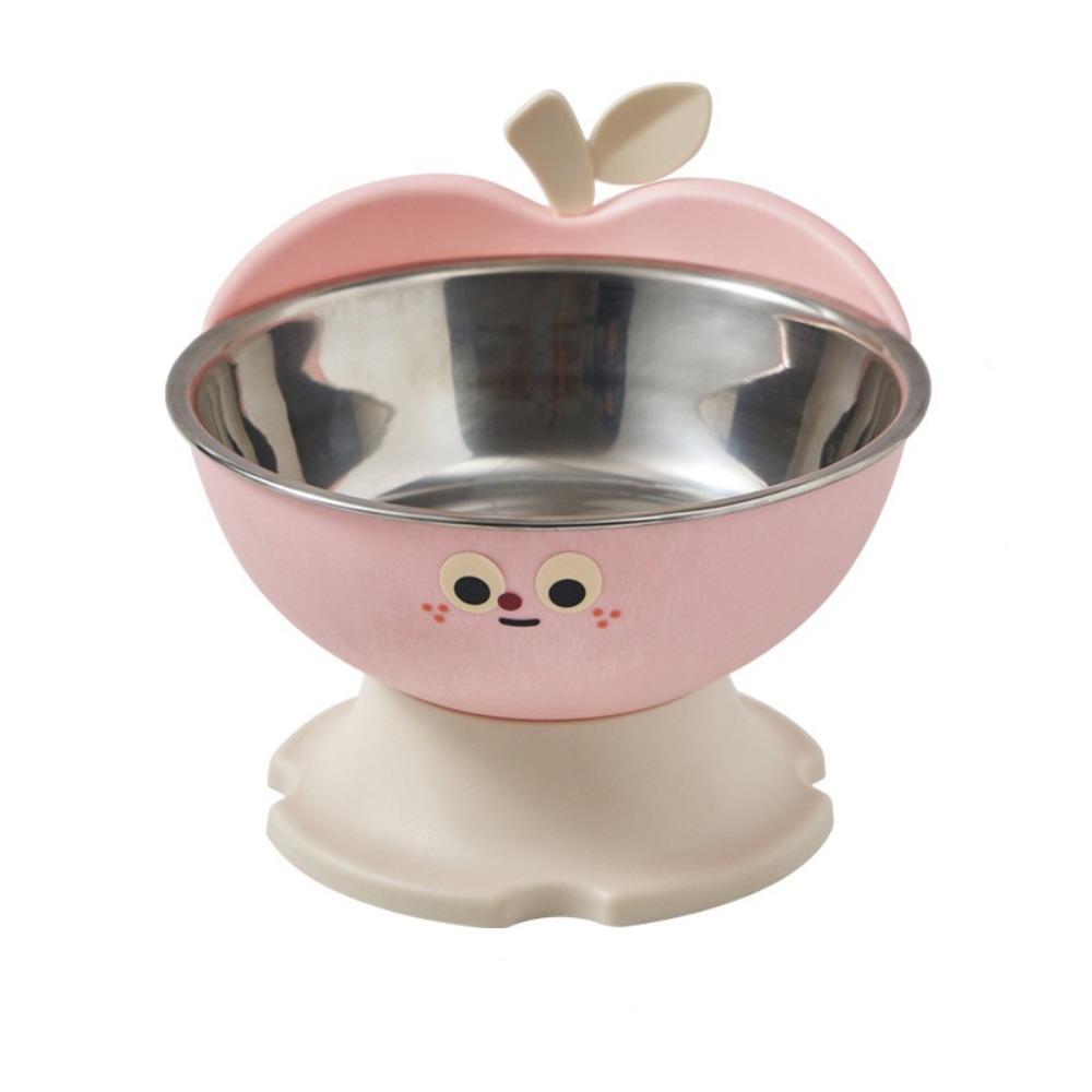

High-Legged Cat Feeding Bowl No Spill Removable Stainless Steel Dog Bowl Large-Capacity Anti-Slip Raised Bowl рожевий