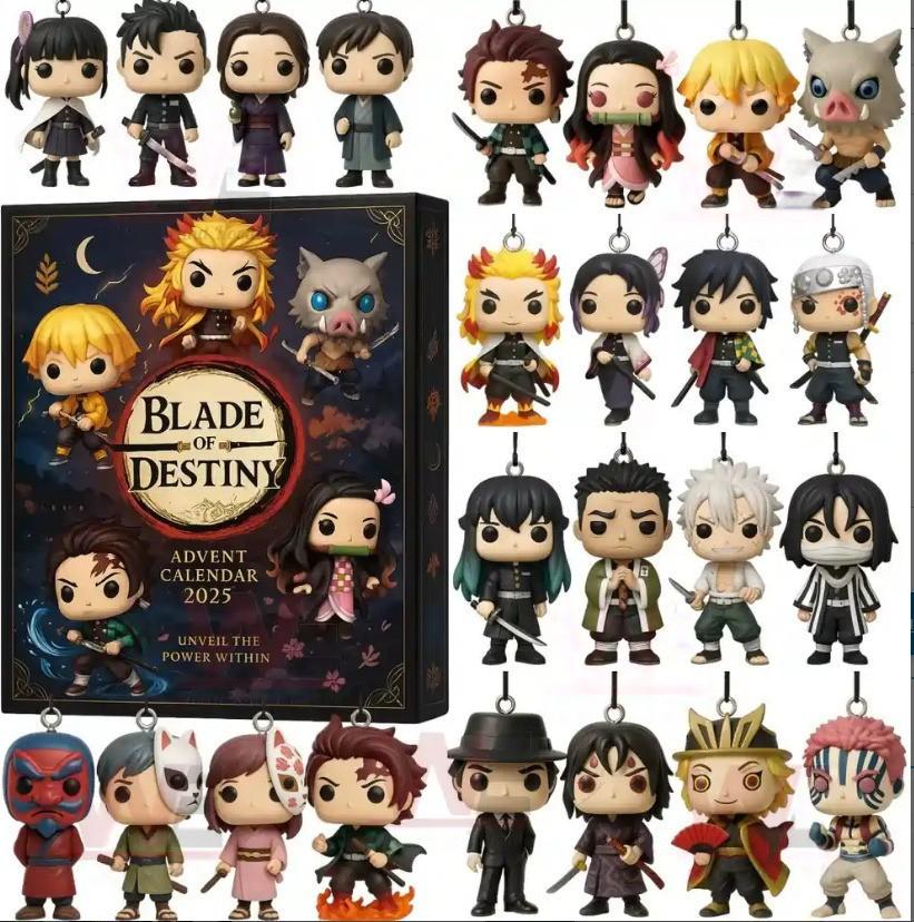 Neuer Anime Demon Slayer Weihnachts-Adventskalender Infinity Castle Serie Countdown Blind Box Kamado Tanjirou Nezuko Zenitsu Geschenk white