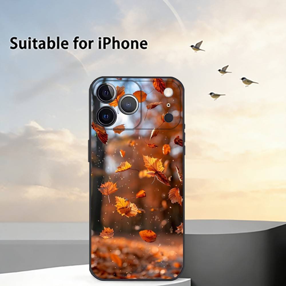 Autumn leaves P-pumpkin Phone Case For iPhone 17, 16,15,14,13,12,11 Plus,Pro Max, Others Soft Black Cover