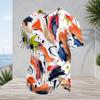Mens Plus Size Round Neck Raglan Short Sleeve T Shirt Abstract Printed Multicolor