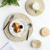 Rattan Straw Placemats Cup Coasters Pad Dining Table Mat Heat Insulation Pot Holder Wicker Drink Coaster Kitchen Accessories