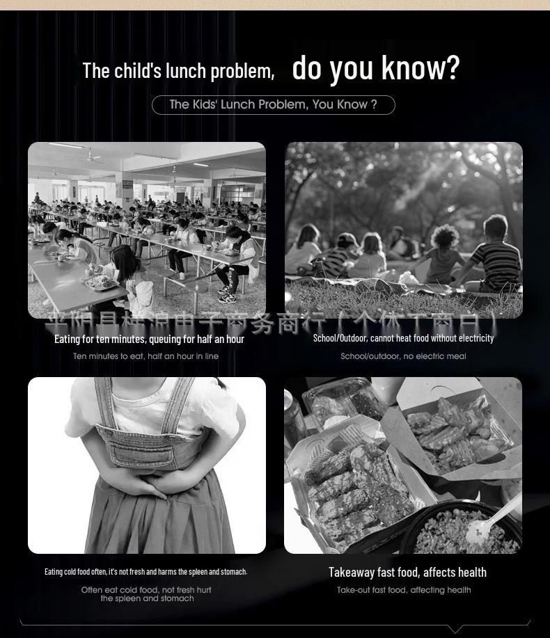 304 Stainless Steel Cordless Heated Lunch Box for Office – Insulated, Water-Free, Self-Heating Bento Box