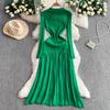 Autumn Winter Women Brand Designer Runway Party Dresses Full Sleeve Knitted Sweater Long Midi Pullover Fishtail Dress