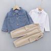 Children's Autumn Boys Girls Baby Denim Jacket Set T Blood Pants Set