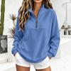 Gefütterter Viertelreißverschluss-Pullover-Sweatshirt für Damen mit Raglanärmeln für Herbst und Winter