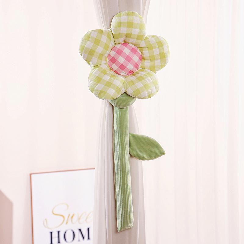 90cm Cartoon Household Toys Multifunctional Lattice Sunflowers Plush Plants Baby Bed Decor Room Decoration Curtain Buckle Gifts