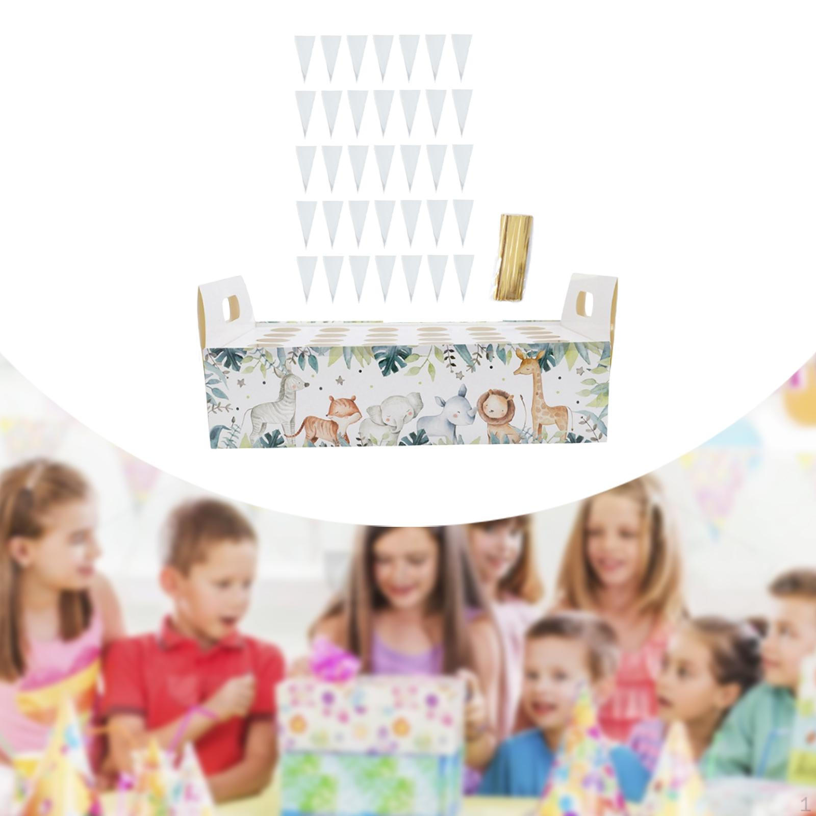 

35 Pieces Cone Bags DIY Clear Cellophane for Event Wedding Festival Cartoon Animal