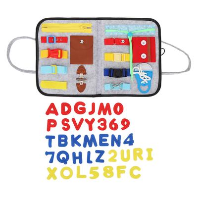 לוח חושי פעילות נייד עם רוכסן וכפתור, מיומנויות בסיסיות, לוח חושי מתקפל עם ידית נשיאה