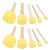 20pcs Sponge Brush Set DIY Round Yellow Mushroom Stick Painting Tools for Children Craft Drawing