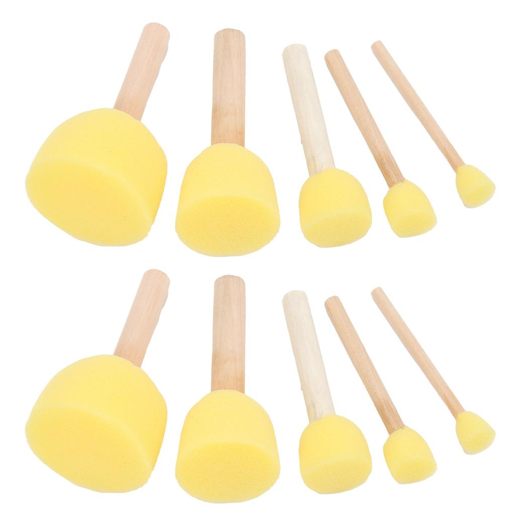 20pcs Sponge Brush Set DIY Round Yellow Mushroom Stick Painting Tools for Children Craft Drawing