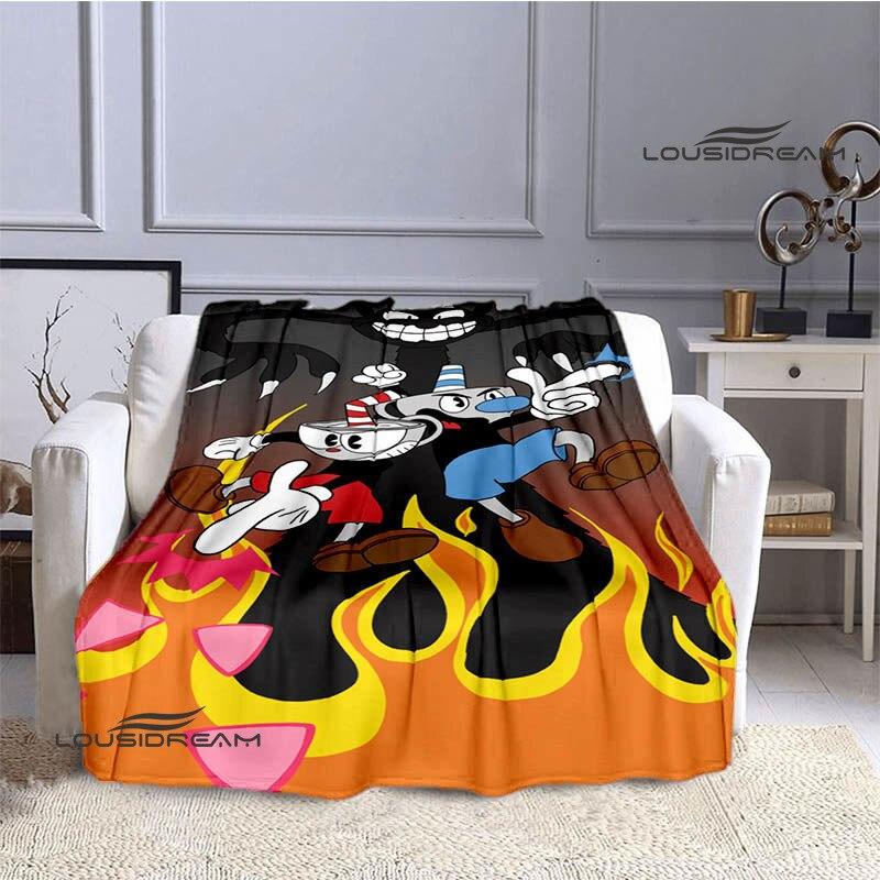 Cuphead Anime Bedruckte Decke für Kinder, warme, schöne Decke, Flanell, weiche und bequeme Decke, Heimreise, Geburtstagsgeschenk