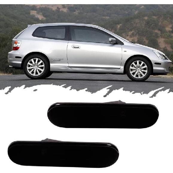 Для Honda Civic Si EP3 3DR 2002 2003 2004 2005 Боковые габаритные огни бампера Передние янтарные Задние красные Светодиодные лампы Дымчатое стекло 33801S5TA01 4 шт. Smoked Housing