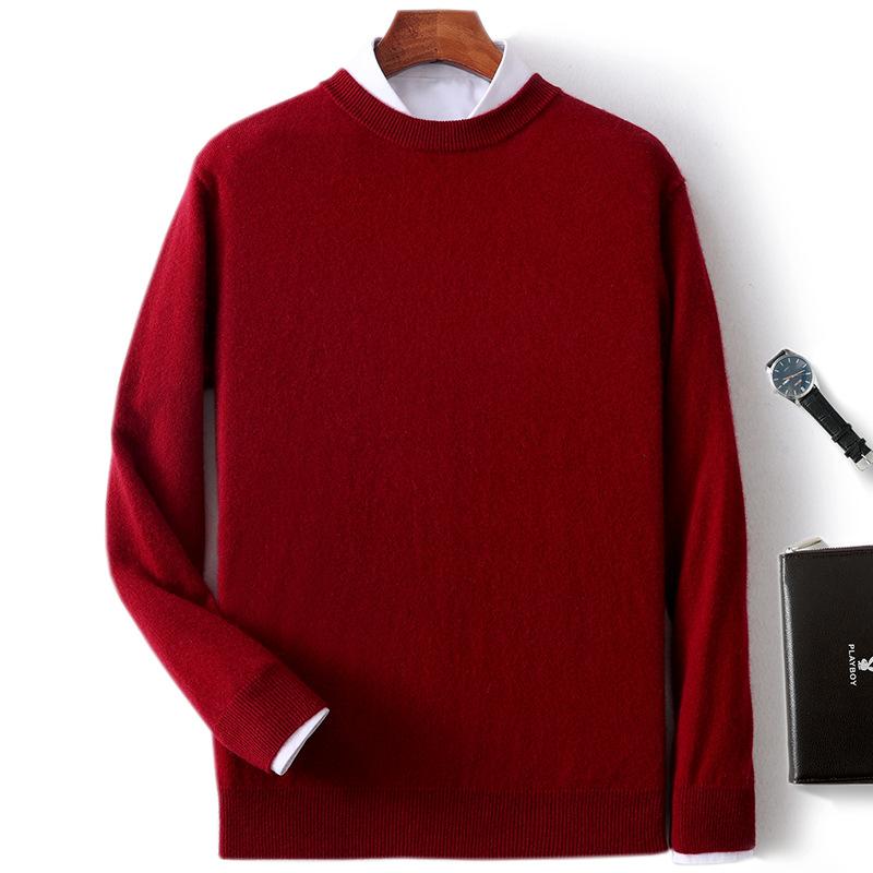 New Semi-turtleneck Cashmere Sweater Men's Thickened Sweater Solid Color Long-sleeved Wool Knitting