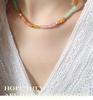 Maillard Reaction Vacation Style Amazonite Crystal Beaded Titanium Steel Necklace